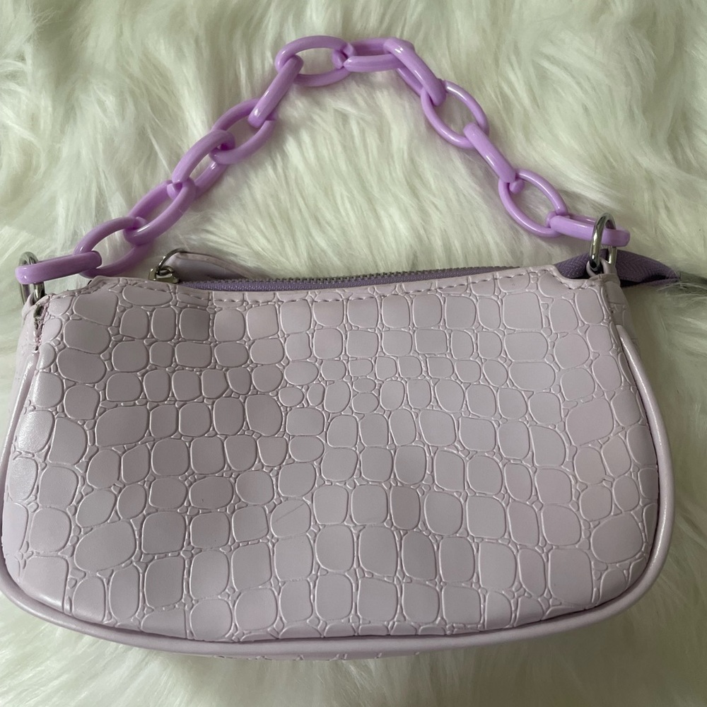 Purple Faux Leather Shoulder Bag
